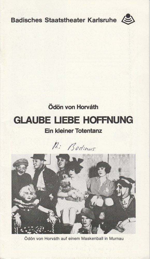Programmheft Glaube Liebe Hoffnung Staatstheater Karlsruhe 1983