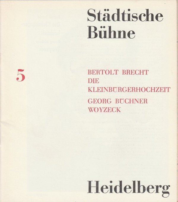 Programmheft Die Kleinbürgerhochzeit / Woyzeck Heidelberg 1964