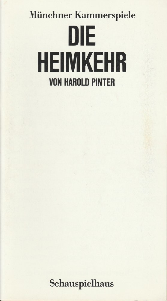 Programmheft DIE HEIMKEHR von Harold Pinter Münchner Kammerspiele 1986