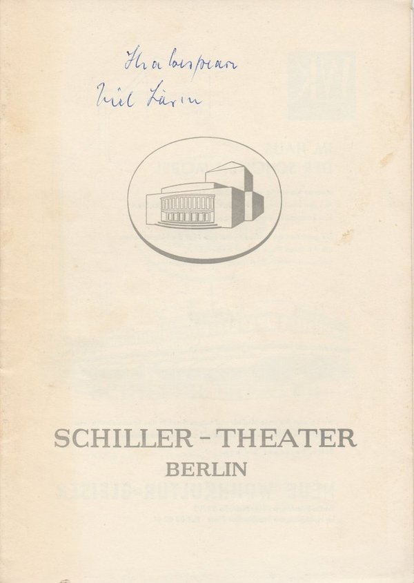 Programmheft Viel Lärm um nichts Schiller – Theater Berlin 1958