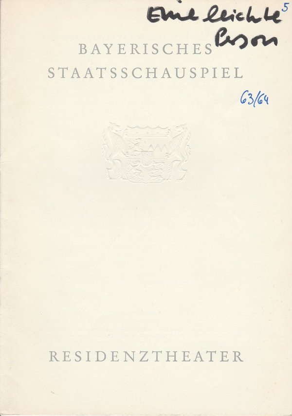 Programmheft Eine leichte Person von Emil Pohl Residenztheater 1964