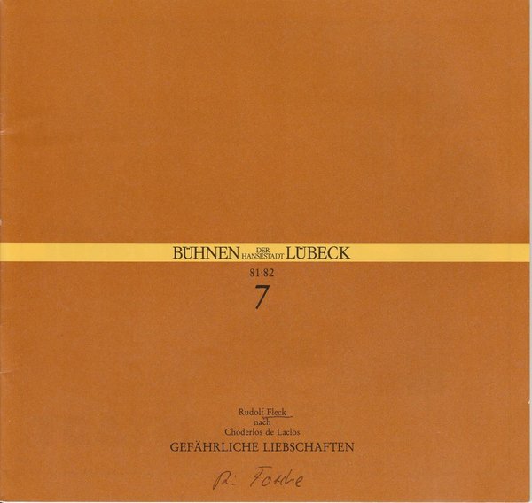 Programmheft Rudolf Fleck: Gefährliche Liebschaften Kammerspiele Lübeck 1981
