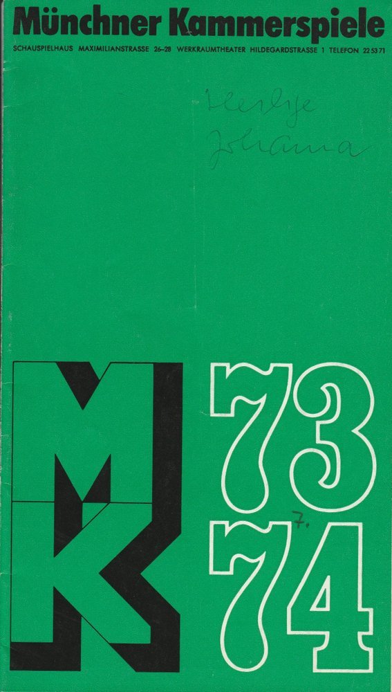 Programmheft Bertolt Brecht: Die heilige Johanna der Schlachthöfe München 1974
