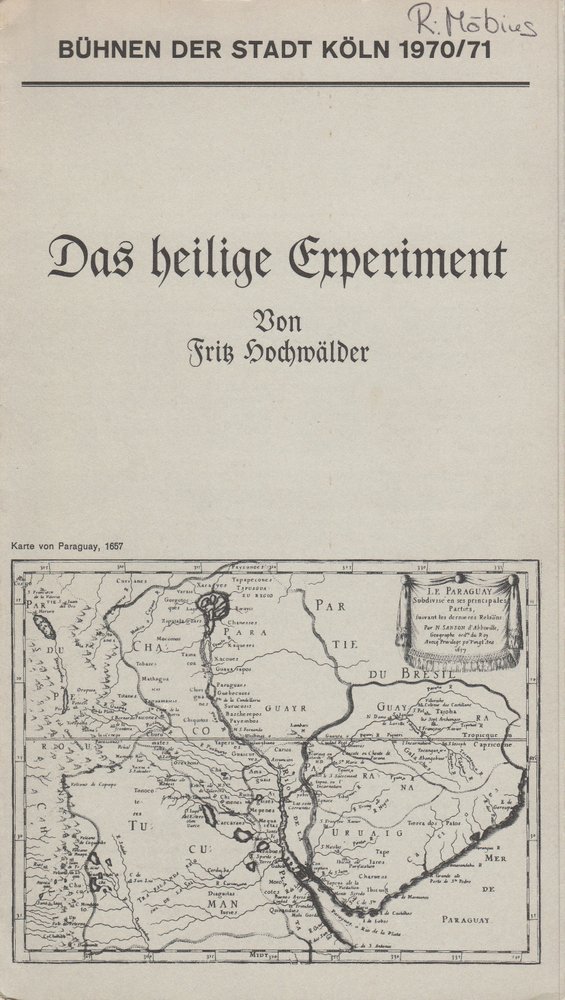 Programmheft Fritz Hochwälder: Das heilige Experiment Köln 1971