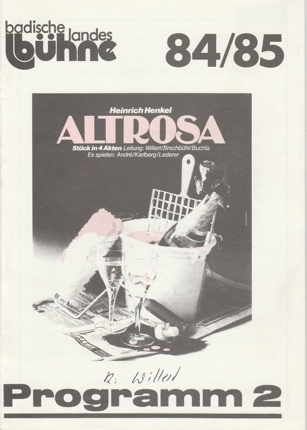 Programmheft Heinrich Henkel: ALTROSA Badische Landesbühne 1984