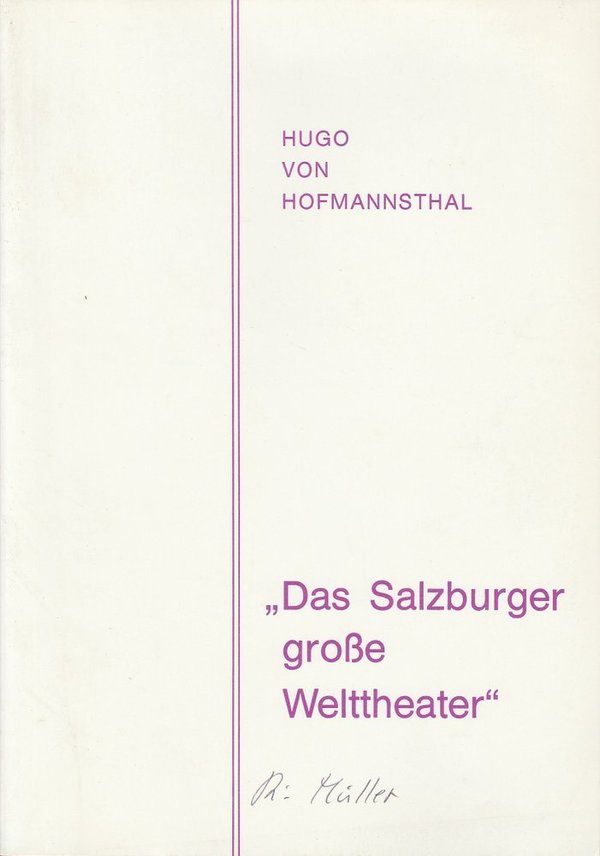 Programmheft Das Salzburger große Welttheater Gymnasium Celle 1984