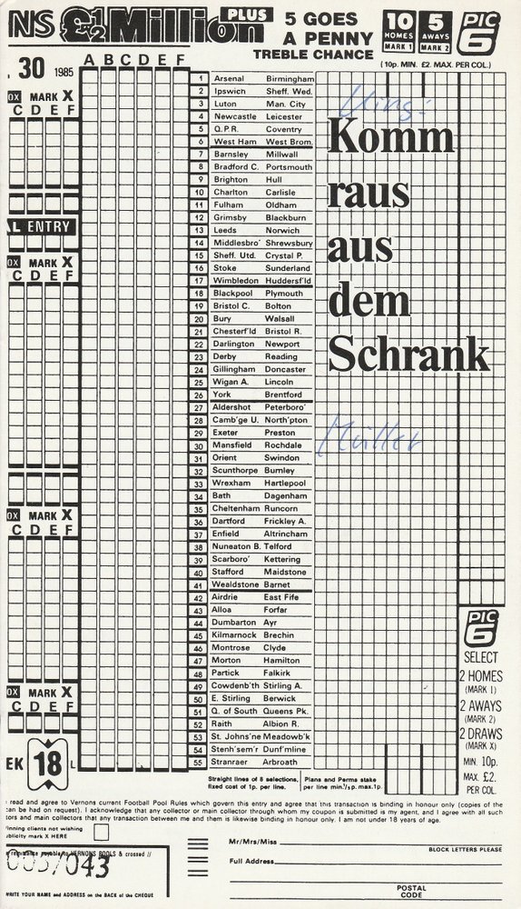 Programmheft Komm raus aus dem Schrank Städtebundtheater Hof 1985