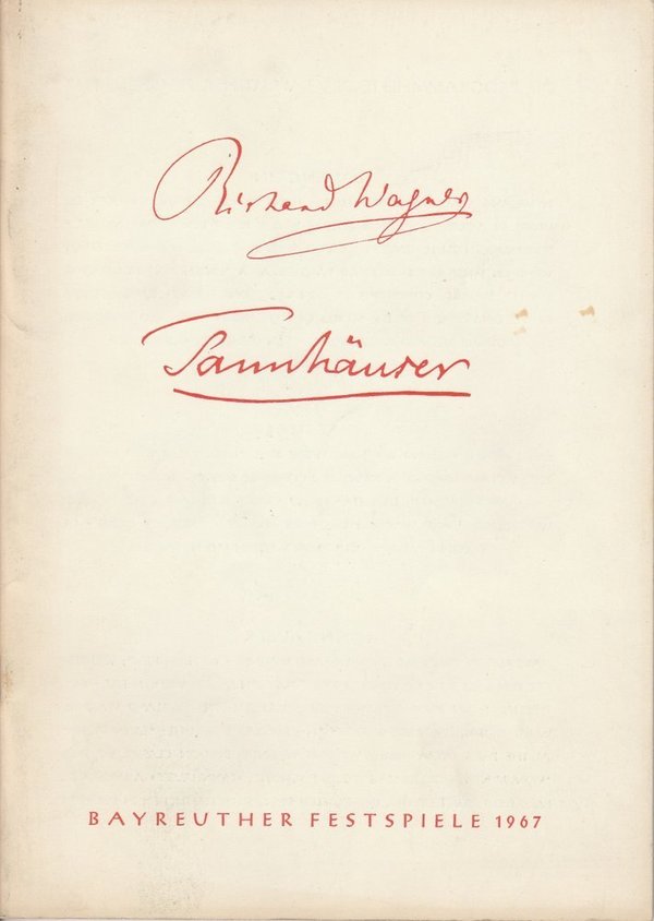 Programmheft Tannhäuser Bayreuther Festspiele 1967