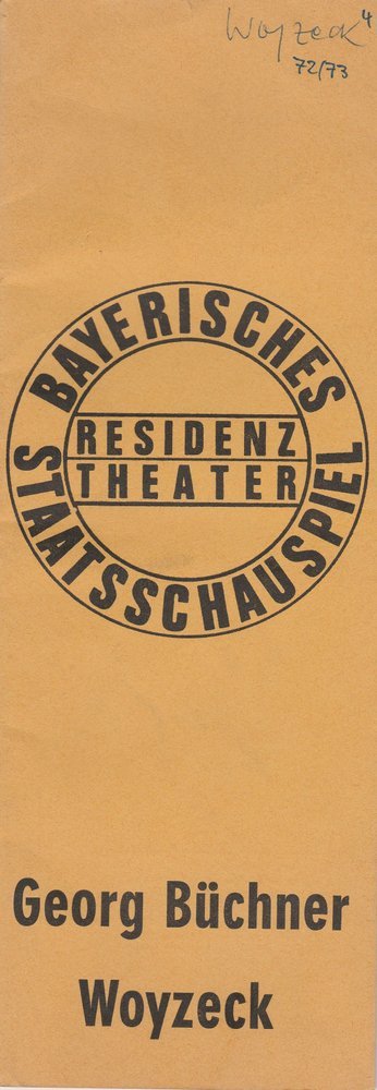 Programmheft Georg Büchner: WOYZECK Residenztheater 1972