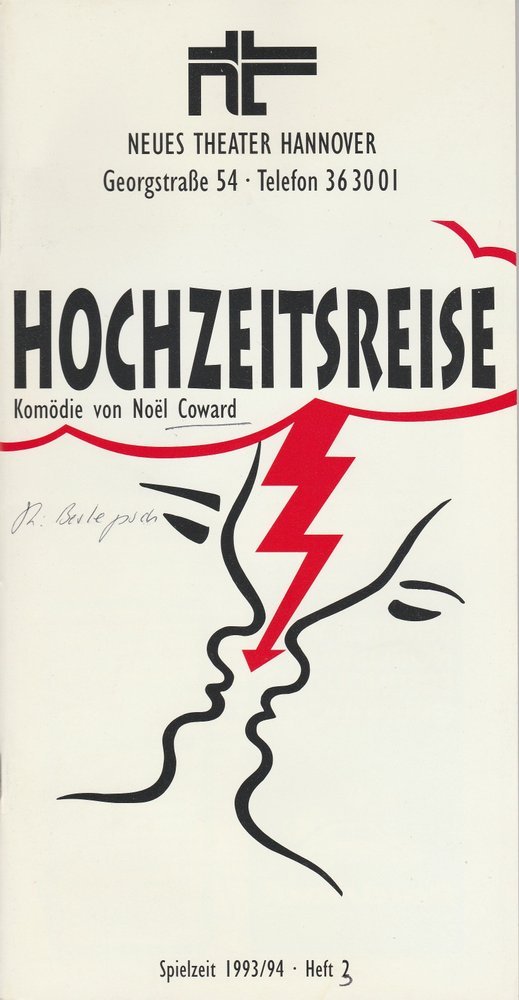 Programmheft HOCHZEITSREISE von Noel Coward Neues Theater Hannover 1993