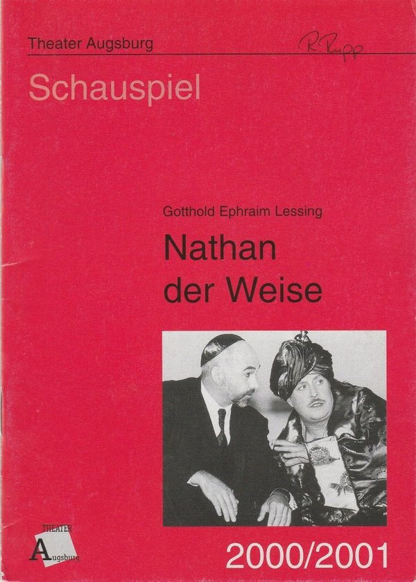Programmheft NATHAN DER WEISE Gotthold Ephraim Lessing Augsburg 2000