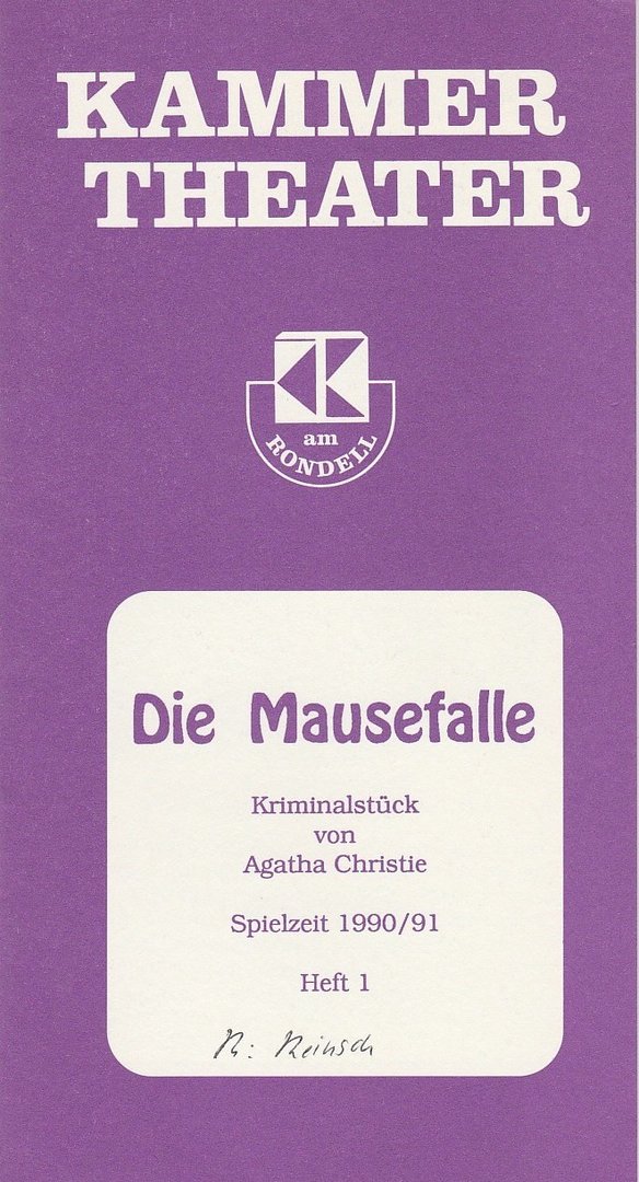 Programmheft Die Mausefalle von Agatha Christie Kammertheater Karlsruhe 1990