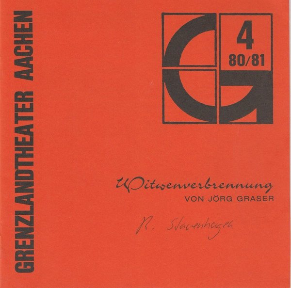 Programmheft Witwenverbrennung von Jörg Graser Grenzlandtheater Aachen 1980