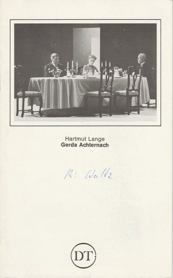Programmheft Uraufführung GERDA ACHTERNACH von Hartmut Lange Göttingen 1982