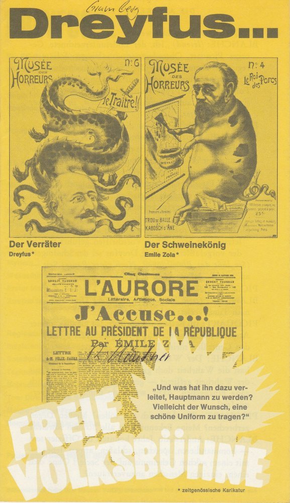 Programmheft DREYFUS  Jean-Claude Grumberg Freie Volksbühne Berlin 1975