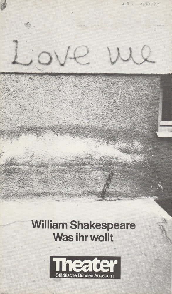Programmheft WAS IHR WOLLT Shakespeare Bühnen Augsburg 1974