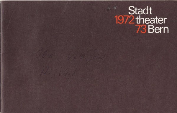 Programmheft Uraufführung TYPHOS von Walter Vogt Stadttheater Bern 1973