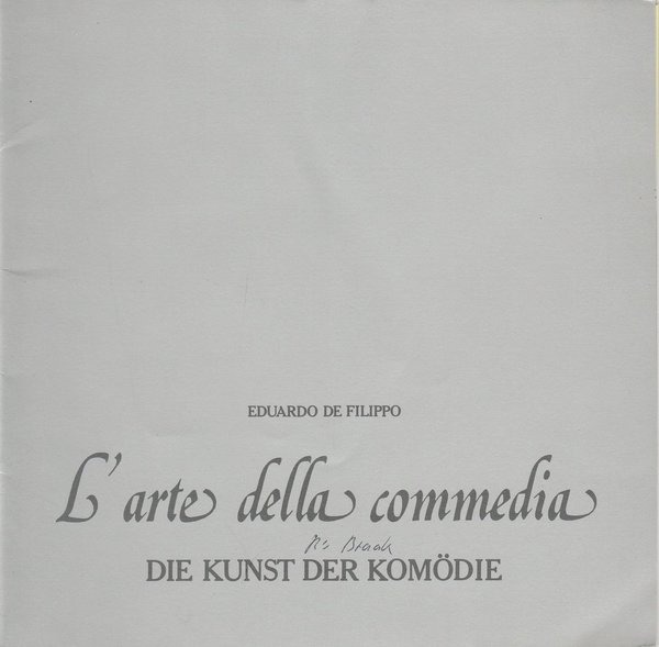 Programmheft Die Kunst der Komödie von Eduardo de Filippo Hannover 1987