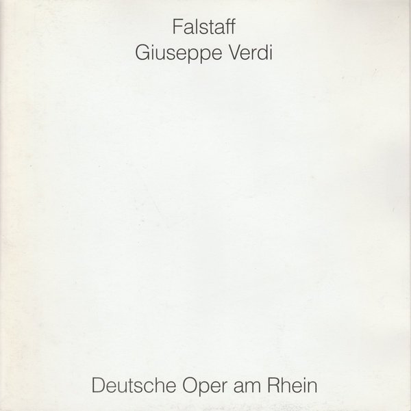 Programmheft FALSTAFF von Giuseppe Verdi Deutsche Oper am Rhein 1996