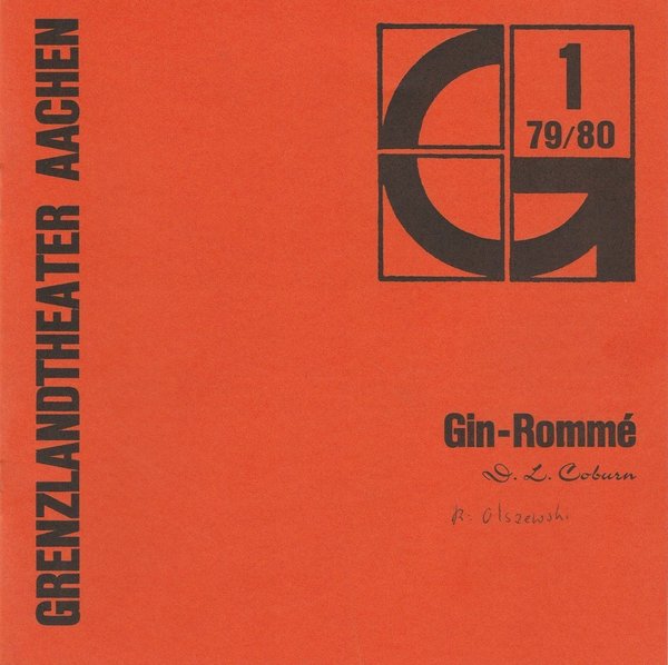 Programmheft Gin-Romme Grenzlandtheater Aachen 1979