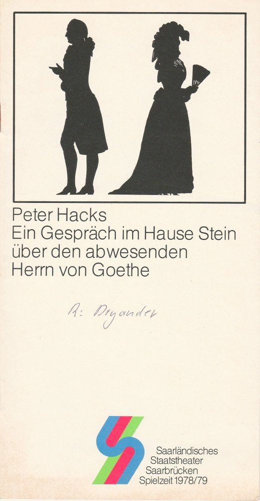 Programmheft Ein Gespräch im Hause Stein Staatstheater Saarbrücken 1978