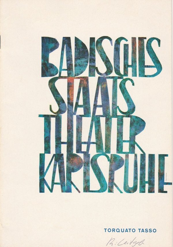 Programmheft Goethe Torquato Tasso Staatstheater Karlsruhe 1966