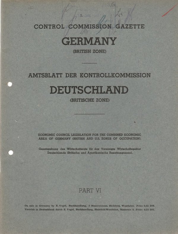 Control Commission Gazette GERMANY British Zone Part VI