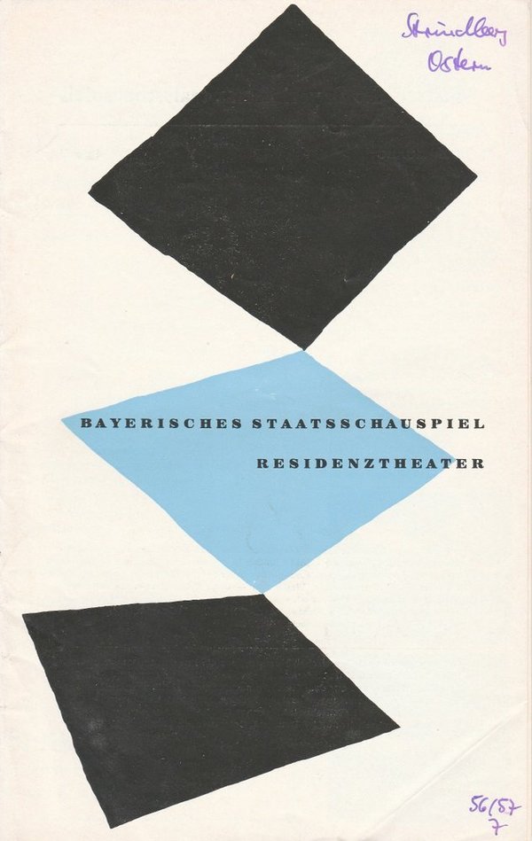 Programmheft OSTERN Ein Passionsspiel von August Strindberg Residenztheater 1957