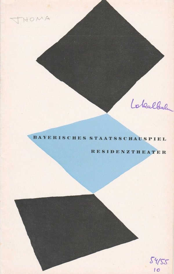 Programmheft DIE LOKALBAHN. Komödie von Ludwig Thoma Residenztheater 1955