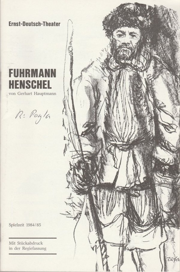 Programmheft Fuhrmann Henschel von Gerhart Hauptmann Ernst Deutsch Theater 1984