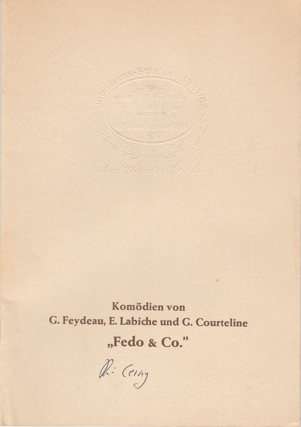 Programmheft FEDO & CO. Ein Abend mit Komödien Stadttheater Giessen 1981