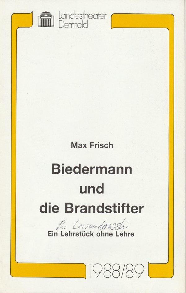 Programmheft Biedermann und die Brandstifter Landestheater Detmold 1989