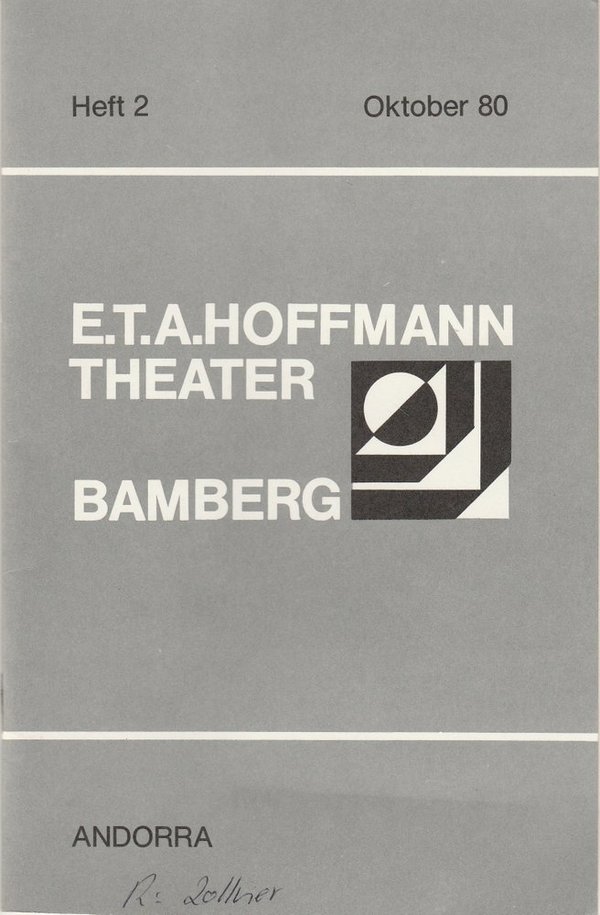 Programmheft Max Frisch: ANDORRA E.T.A. Hoffmann Theater Bamberg 1980