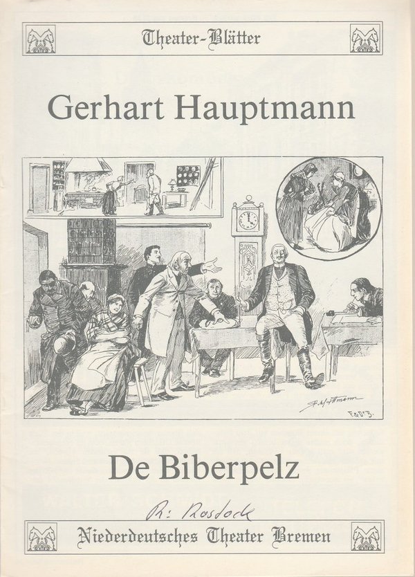 Programmheft De Biberpelz Gerhart Hauptmann Niederdeutsches Theater Bremen 1976