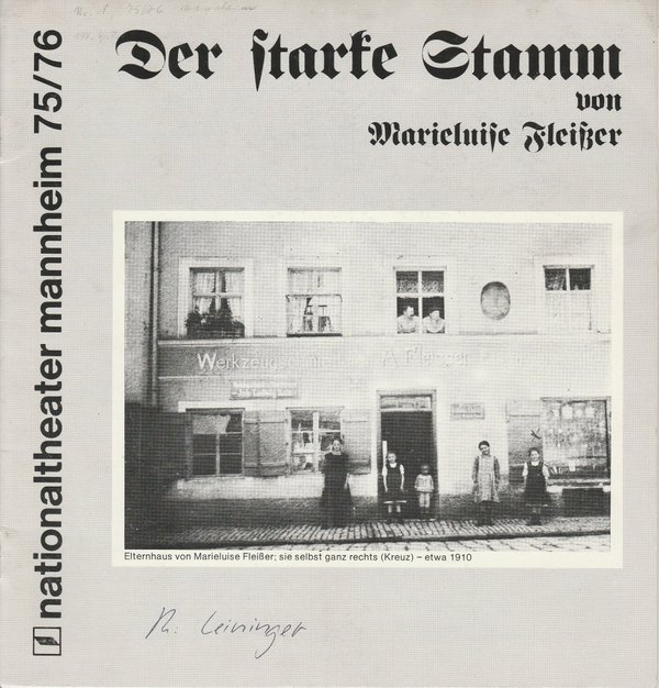 Programmheft  Marieluise Fleißer Der starke Stamm Nationaltheater Mannheim 1975