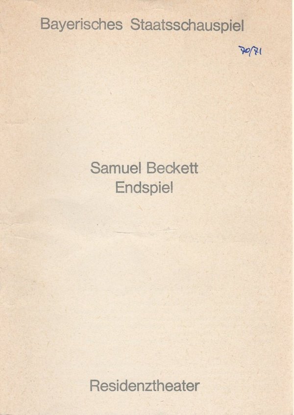 Programmheft ENDSPIEL von Samuel Beckett Bayerisches Staatsschauspiel 1971
