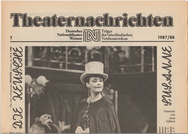 Theaternachrichten Deutsches Nationaltheater Weimar 7 - 1987 / 88