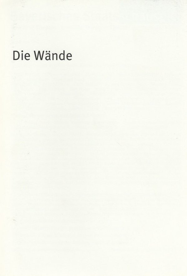 Programmheft Die Wände von Jean Genet Bayerisches Staatsschauspiel 2003