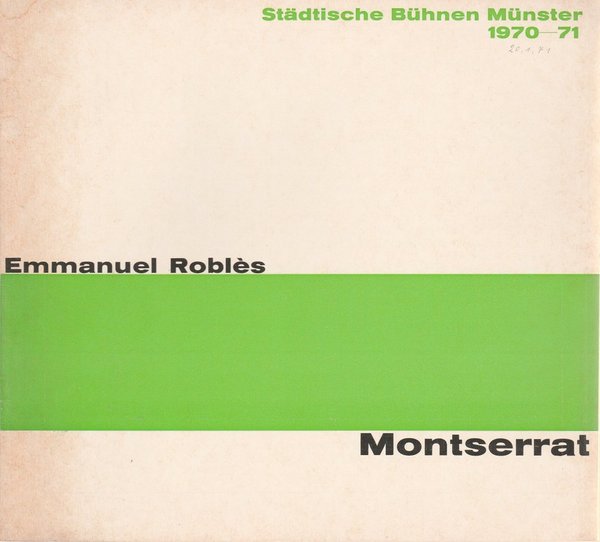 Programmheft MONTSERRAT von Emmanuel Robles Bühnen Münster 1977