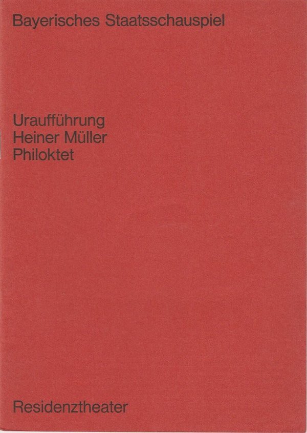 Programmheft Uraufführung PHILOKTET von Heiner Müller Residenztheater 1968