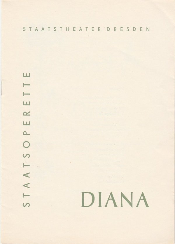 Programmheft DIANA. Operette von Carl Millöcker Staatsoperette Dresden 1964