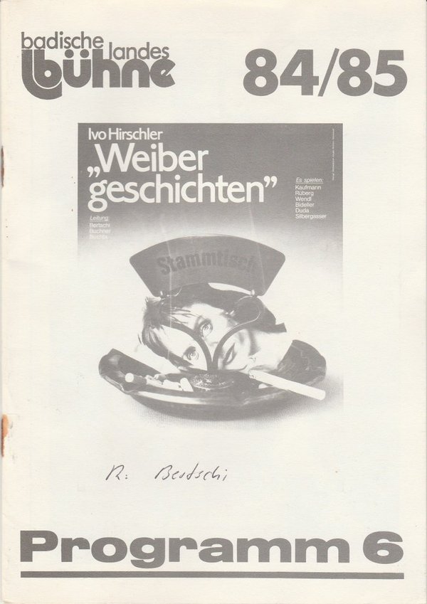 Programmheft WEIBERGESCHICHTEN von Ivo Hirschler Bruchsal 1985