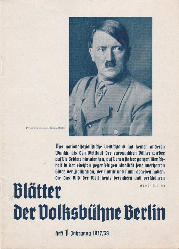 Blätter der Volksbühne Berlin Heft 1 Jahrgang 1937 / 38