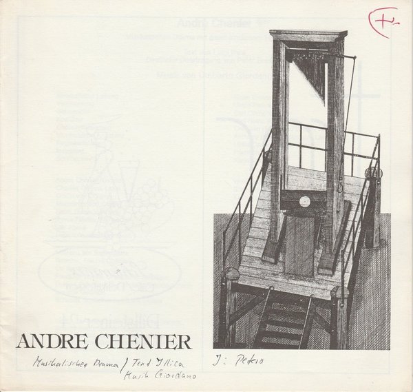 Programmheft Umberto Girdano: ANDRE CHENIER Stadttheater Pforzheim 1985