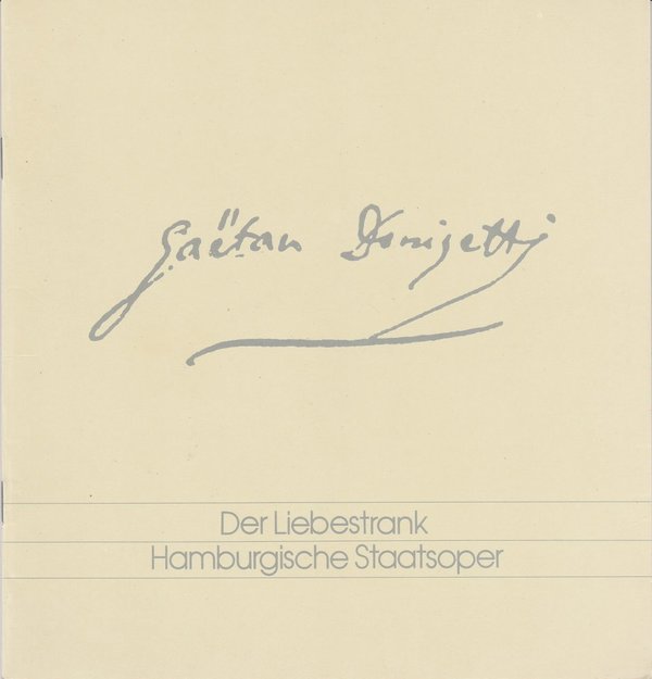 Programmheft Gaetano Donizetti: DER LIEBESTRANK Hamburgische Staatsoper 1993