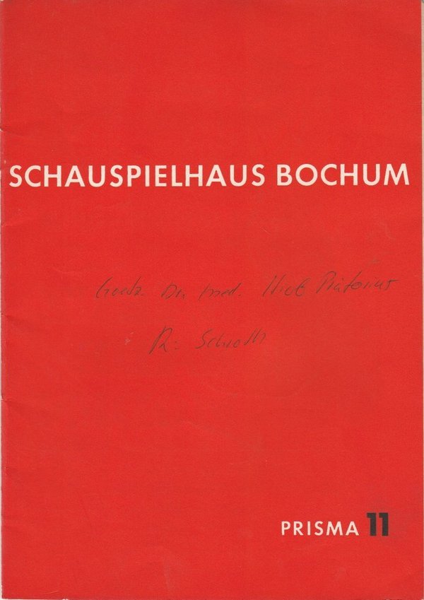Programmheft Curt Goetz: Dr. med. Hiob Prätorius Schauspielhaus Bochum 1962
