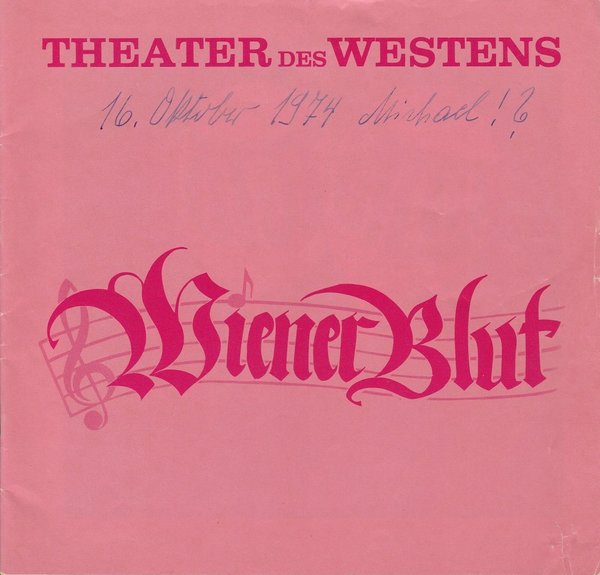 Programmheft Johann Strauß: WIENER BLUT Theater des Westens 1974