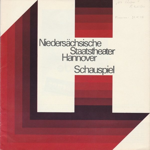 Programmheft DIE RÄUBER von Friedrich Schiller Staatstheater Hannover 1977