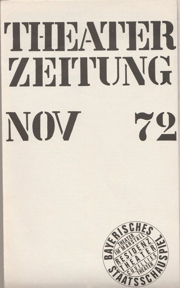 THEATERZEITUNG I 2 November 1972 Bayerisches Staatsschauspiel