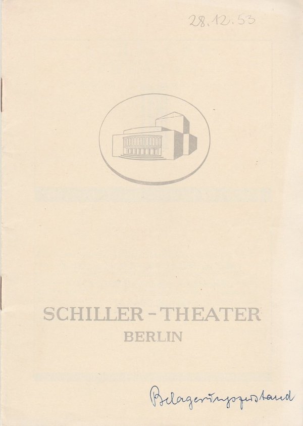 Programmheft Albert Camus BELAGERUNGSZUSTAND Schiller-Theater Berlin 1954